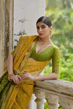 Jyoti Fashion Women's Yellow Soft Raw Silk Zari Woven Saree with Blouse | Grocsy