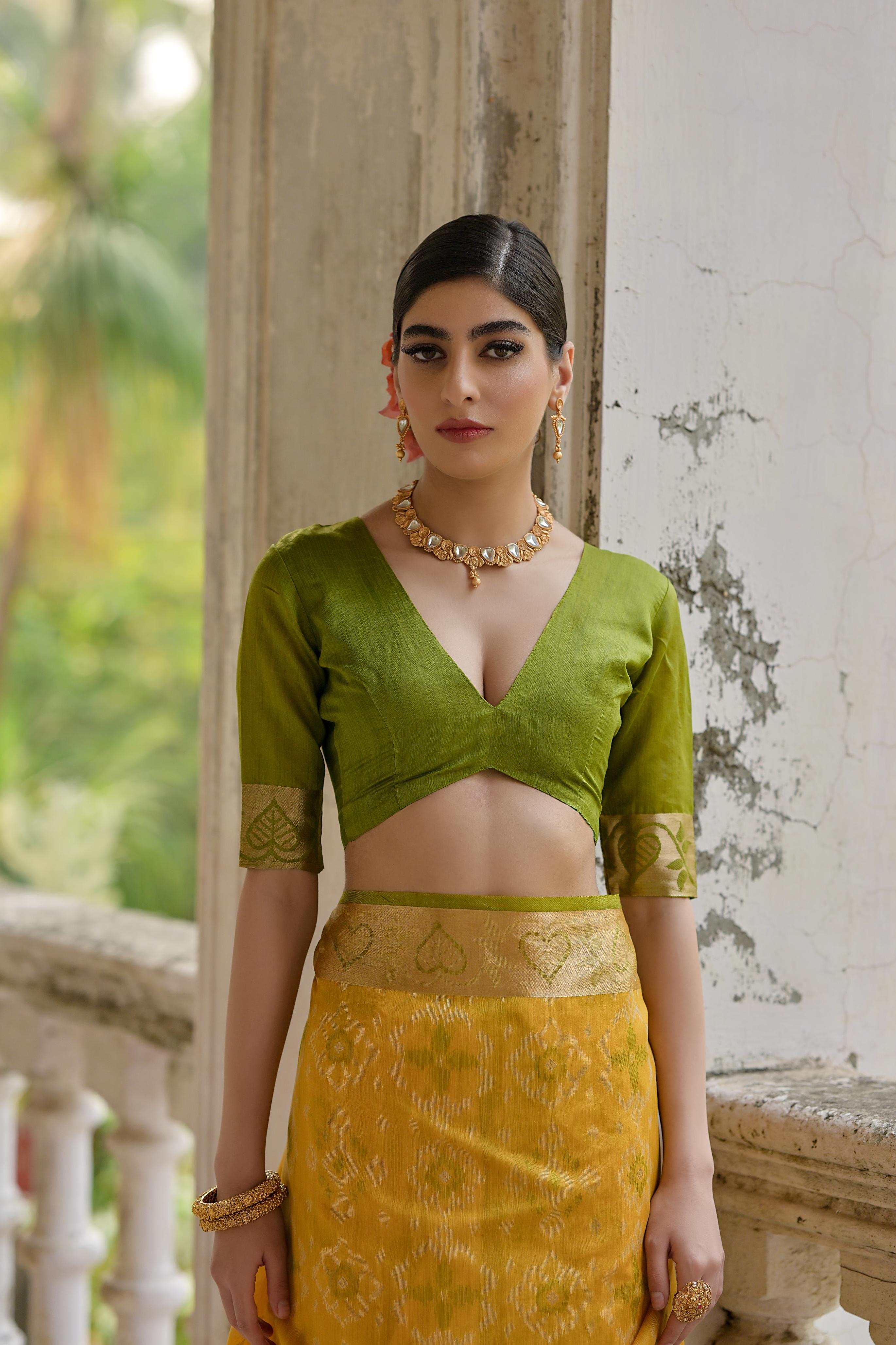 Jyoti Fashion Women's Yellow Soft Raw Silk Zari Woven Saree with Blouse | Grocsy