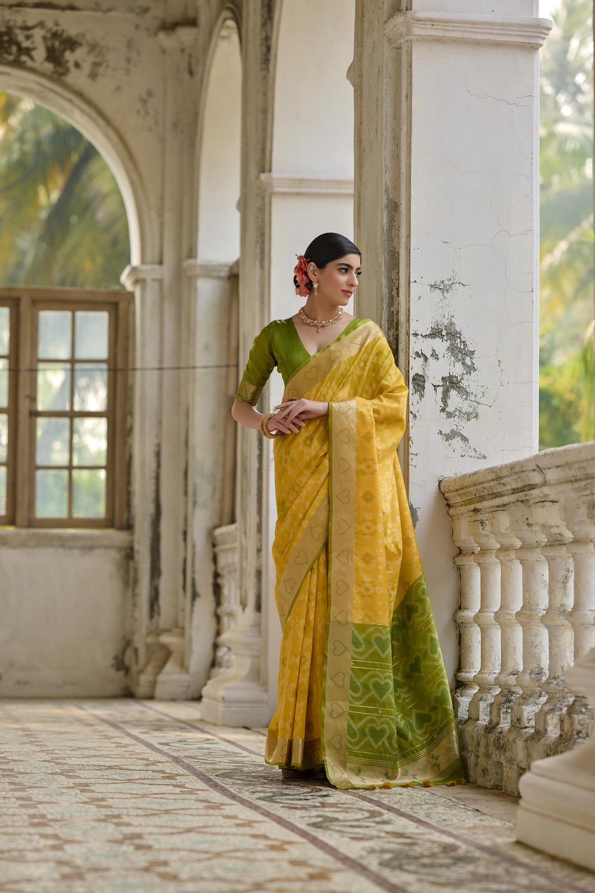 Jyoti Fashion Women's Yellow Soft Raw Silk Zari Woven Saree with Blouse | Grocsy