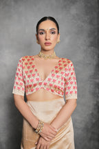 Jyoti Fashion Women's Cream Soft Tussar Silk Floral Printed Saree with Blouse | Grocsy