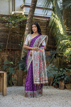 Jyoti Fashion Women's Purple Soft Tussar Silk Madhubani Printed Saree with Blouse | Grocsy