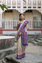 Jyoti Fashion Women's Royal Blue Soft Tussar Silk Floral Printed Saree with Blouse | Grocsy