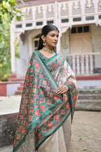 Jyoti Fashion Women's Rama Soft Tussar Silk Floral Printed Saree with Blouse | Grocsy