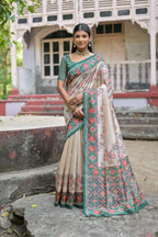 Jyoti Fashion Women's Rama Soft Tussar Silk Floral Printed Saree with Blouse | Grocsy