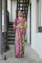 Jyoti Fashion Women's Green Soft Tussar Silk Temple Border Saree with Blouse | Grocsy