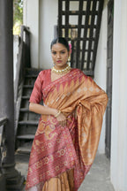 Jyoti Fashion Women's Mustard Soft Tussar Silk Temple Border Saree with Blouse | Grocsy