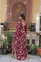 Jyoti Fashion Women's Maroon Star Georgette Sequins Zari Embroidered Long Anarkali Sets | Grocsy