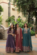 Jyoti Fashion Women's Purple, Gajri & Rama Faux Georgette Rich Sequins Embroidered Combo Anarkali Set with Dupatta | Grocsy