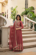 Jyoti Fashion Women's Gajri Faux Georgette Rich Sequins Embroidered Anarkali Set with Dupatta | Grocsy