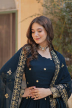 Jyoti Fashion Women's Rama Faux Georgette Zari with Sequins Embroidered Anarkali Set with Dupatta | Grocsy