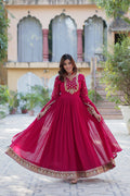 Jyoti Fashion Women's Pink Faux Georgette Rich Sequins Embroidered Anarkali Set with Dupatta | Grocsy