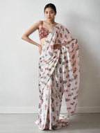Jyoti Fashion Women's Multicolor Chinon Digital Printed Ready To Wear Saree with Blouse | Grocsy
