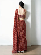 Jyoti Fashion Women's Maroon Marble Chiffon Printed Ready To Wear Saree with Blouse | Grocsy