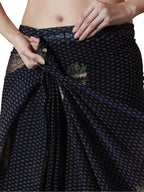 Jyoti Fashion Women's Black Marble Chiffon Printed Ready To Wear Saree with Blouse | Grocsy