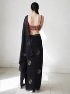 Jyoti Fashion Women's Black Marble Chiffon Printed Ready To Wear Saree with Blouse | Grocsy