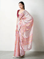 Jyoti Fashion Women's Multicolor Chinon Digital Printed Ready To Wear Saree with Blouse | Grocsy