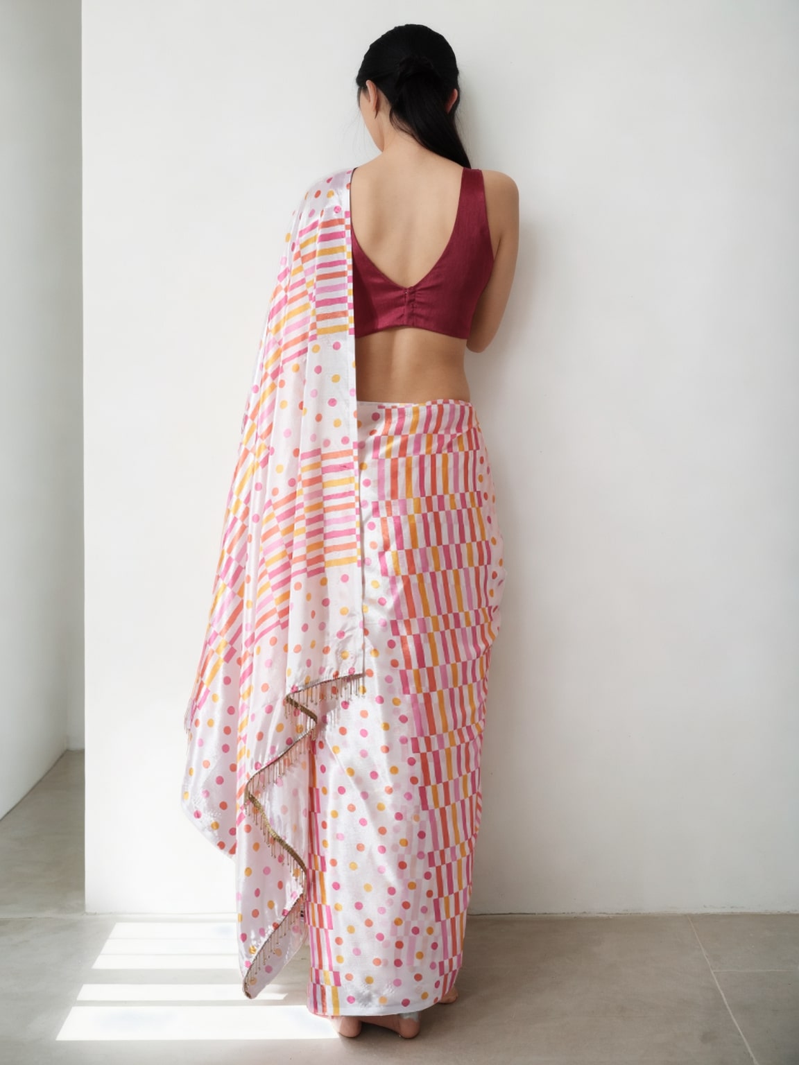 Jyoti Fashion Women's Multicolor Chinon Digital Printed Ready To Wear Saree with Blouse | Grocsy
