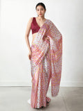 Jyoti Fashion Women's Multicolor Chinon Digital Printed Ready To Wear Saree with Blouse | Grocsy