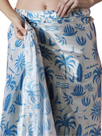 Jyoti Fashion Women's Sky Blue Chinon Digital Printed Ready To Wear Saree with Blouse | Grocsy