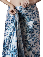 Jyoti Fashion Women's Navy Blue Chinon Digital Printed Ready To Wear Saree with Blouse | Grocsy