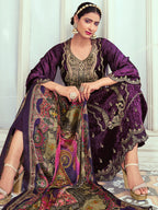 Jyoti Fashion Women's Purple Velvet Cording with Digital Printed Kurta with Trouser & Dupatta | Grocsy
