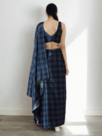 Jyoti Fashion Women's Navy Blue Chinon Digital Printed Ready To Wear Saree with Blouse | Grocsy