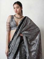Jyoti Fashion Women's Grey Chinon Digital Printed Ready To Wear Saree with Blouse | Grocsy