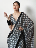 Jyoti Fashion Women's Grey Chinon Digital Printed Ready To Wear Saree with Blouse | Grocsy