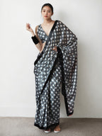 Jyoti Fashion Women's Grey Chinon Digital Printed Ready To Wear Saree with Blouse | Grocsy