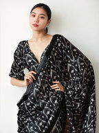 Jyoti Fashion Women's Black Chinon Digital Printed Ready To Wear Saree with Blouse | Grocsy