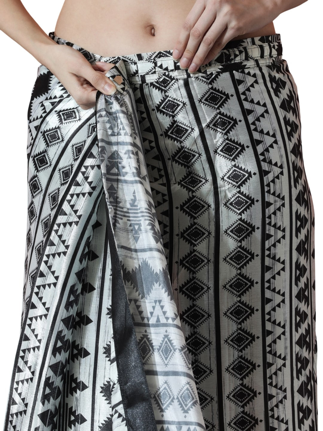 Jyoti Fashion Women's Black Chinon Digital Printed Ready To Wear Saree with Blouse | Grocsy