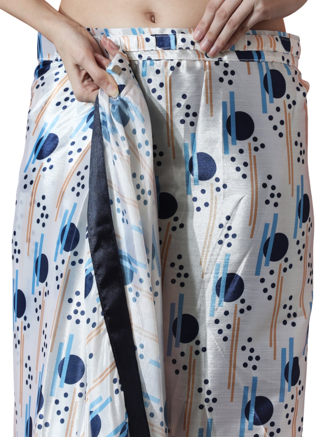 Jyoti Fashion Women's Multicolor Chinon Digital Printed Ready To Wear Saree with Blouse | Grocsy