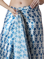 Jyoti Fashion Women's Sky Blue Chinon Digital Printed Ready To Wear Saree with Blouse | Grocsy