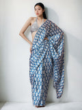 Jyoti Fashion Women's Sky Blue Chinon Digital Printed Ready To Wear Saree with Blouse | Grocsy