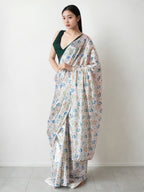 Jyoti Fashion Women's Multicolor Chinon Digital Printed Ready To Wear Saree with Blouse | Grocsy