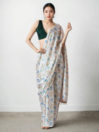 Jyoti Fashion Women's Multicolor Chinon Digital Printed Ready To Wear Saree with Blouse | Grocsy