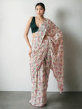 Jyoti Fashion Women's Multicolor Chinon Digital Printed Ready To Wear Saree with Blouse | Grocsy