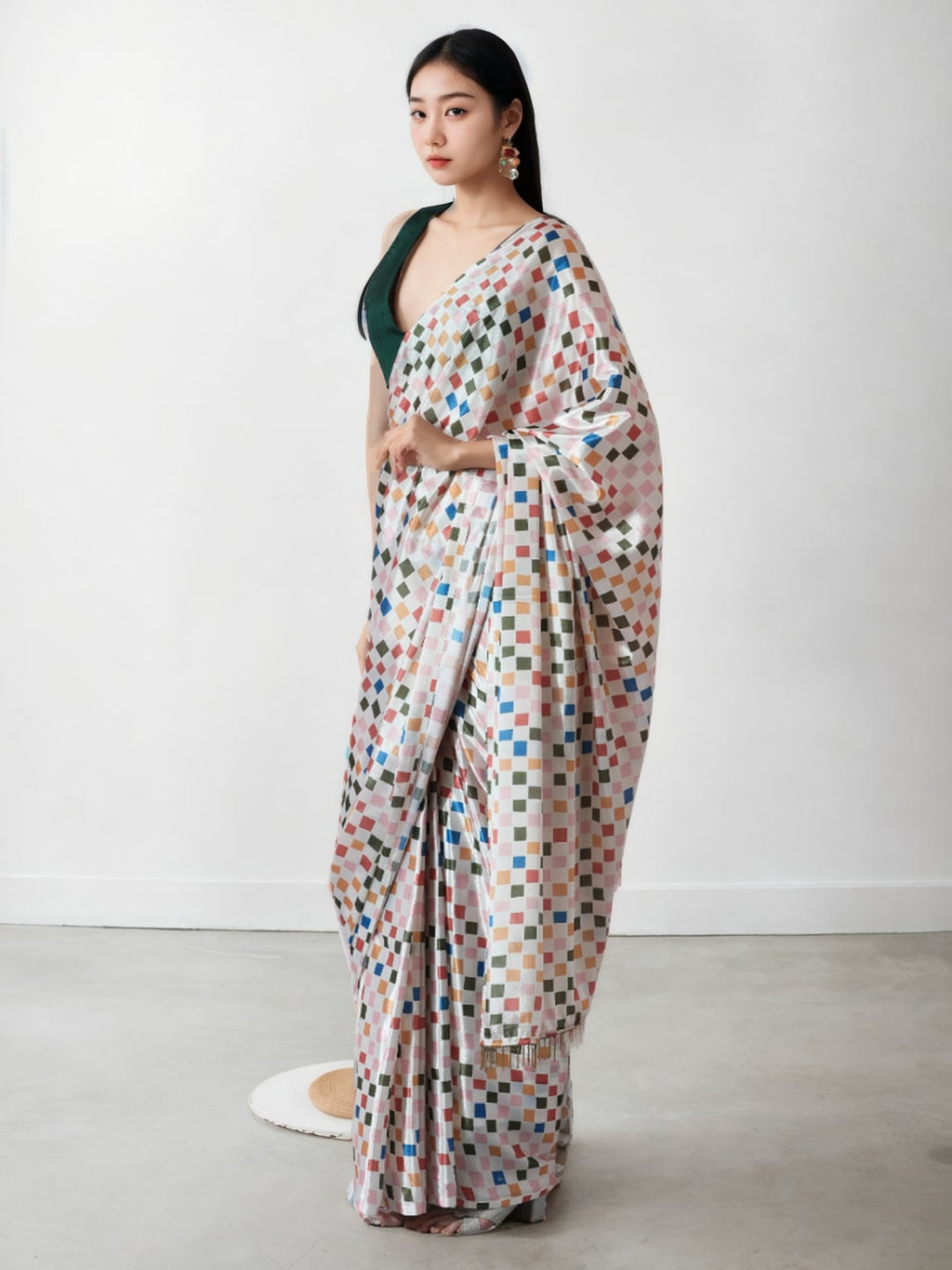 Jyoti Fashion Women's Multicolor Chinon Digital Printed Ready To Wear Saree with Blouse | Grocsy