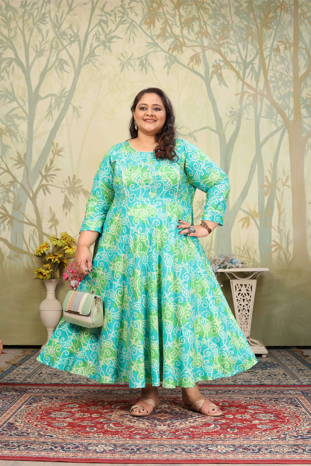 Jyoti Fashion Women's Sky Blue Rayon Floral Print with Sequins Designer Anarkali Set | Grocsy