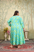 Jyoti Fashion Women's Sky Blue Rayon Floral Print with Sequins Designer Anarkali Set | Grocsy