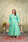 Jyoti Fashion Women's Sky Blue Rayon Floral Print with Sequins Designer Anarkali Set | Grocsy