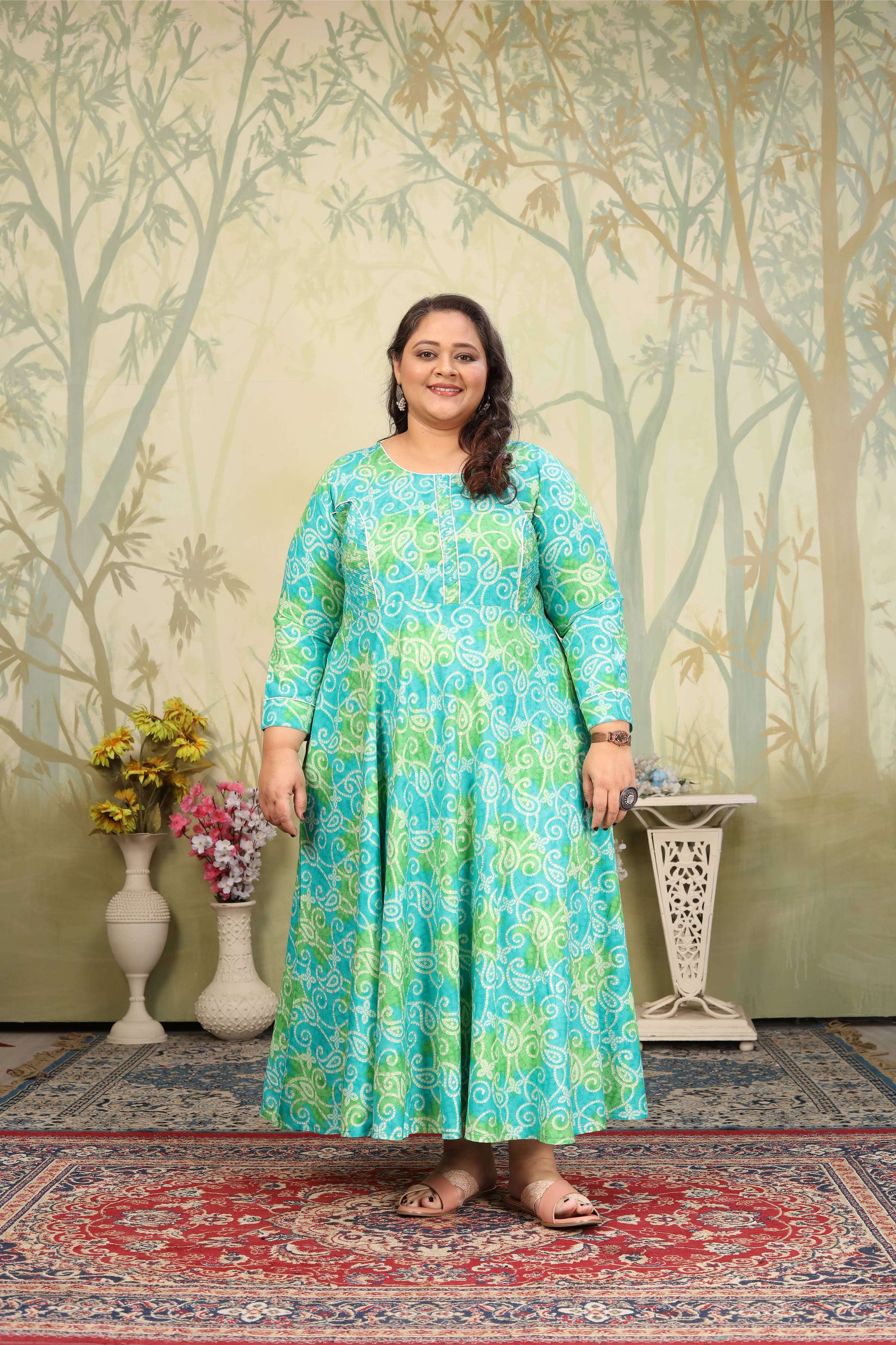 Jyoti Fashion Women's Sky Blue Rayon Floral Print with Sequins Designer Anarkali Set | Grocsy