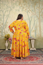 Jyoti Fashion Women's Yellow Rayon Floral Print with Sequins Designer Anarkali Set | Grocsy