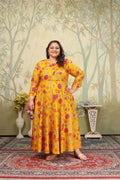 Jyoti Fashion Women's Yellow Rayon Floral Print with Sequins Designer Anarkali Set | Grocsy