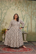 Jyoti Fashion Women's Grey Rayon Floral Print with Sequins Designer Anarkali Set | Grocsy