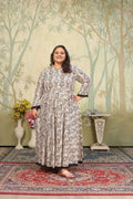 Jyoti Fashion Women's Grey Rayon Floral Print with Sequins Designer Anarkali Set | Grocsy