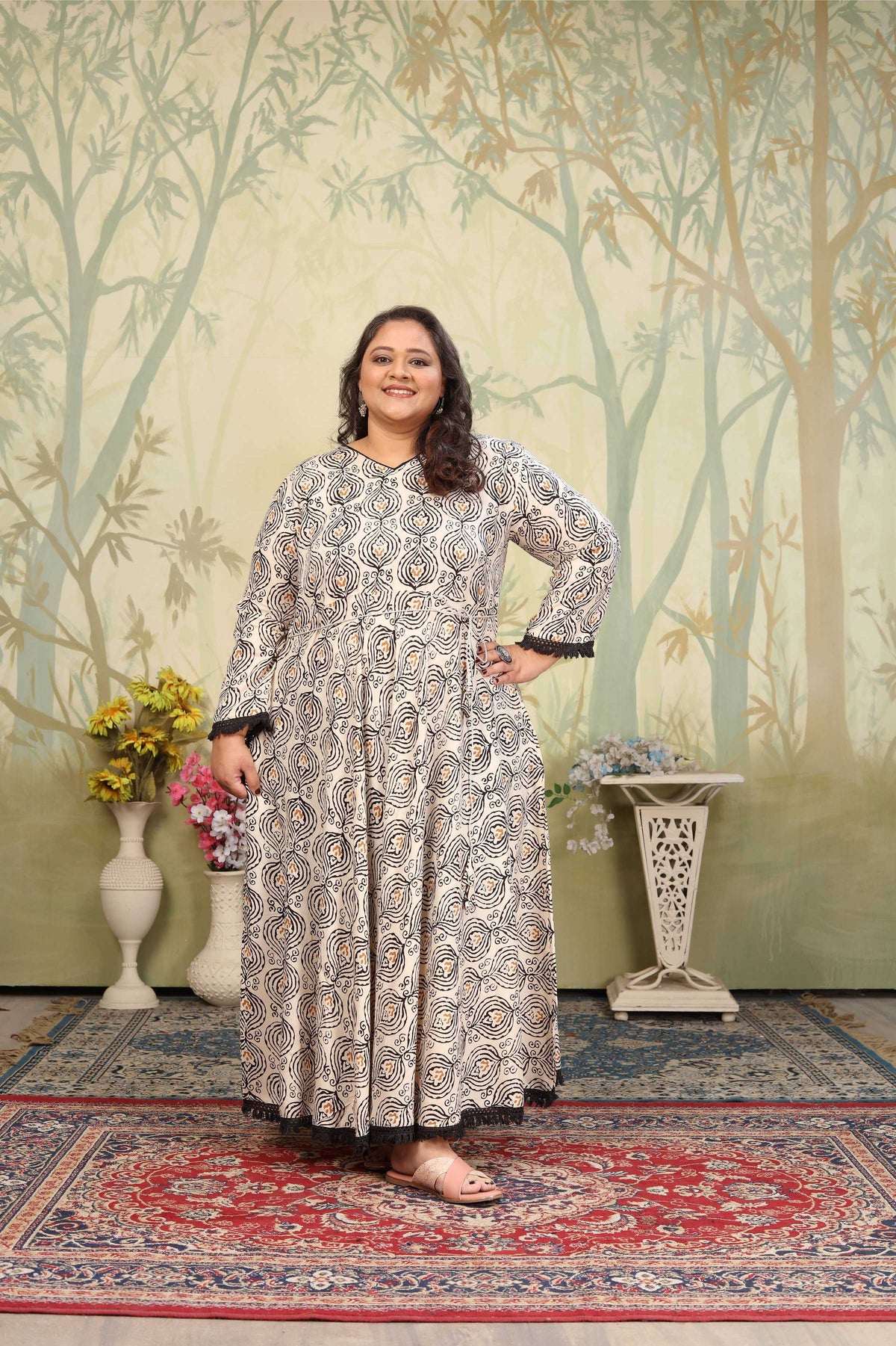 Jyoti Fashion Women's Grey Rayon Floral Print with Sequins Designer Anarkali Set | Grocsy
