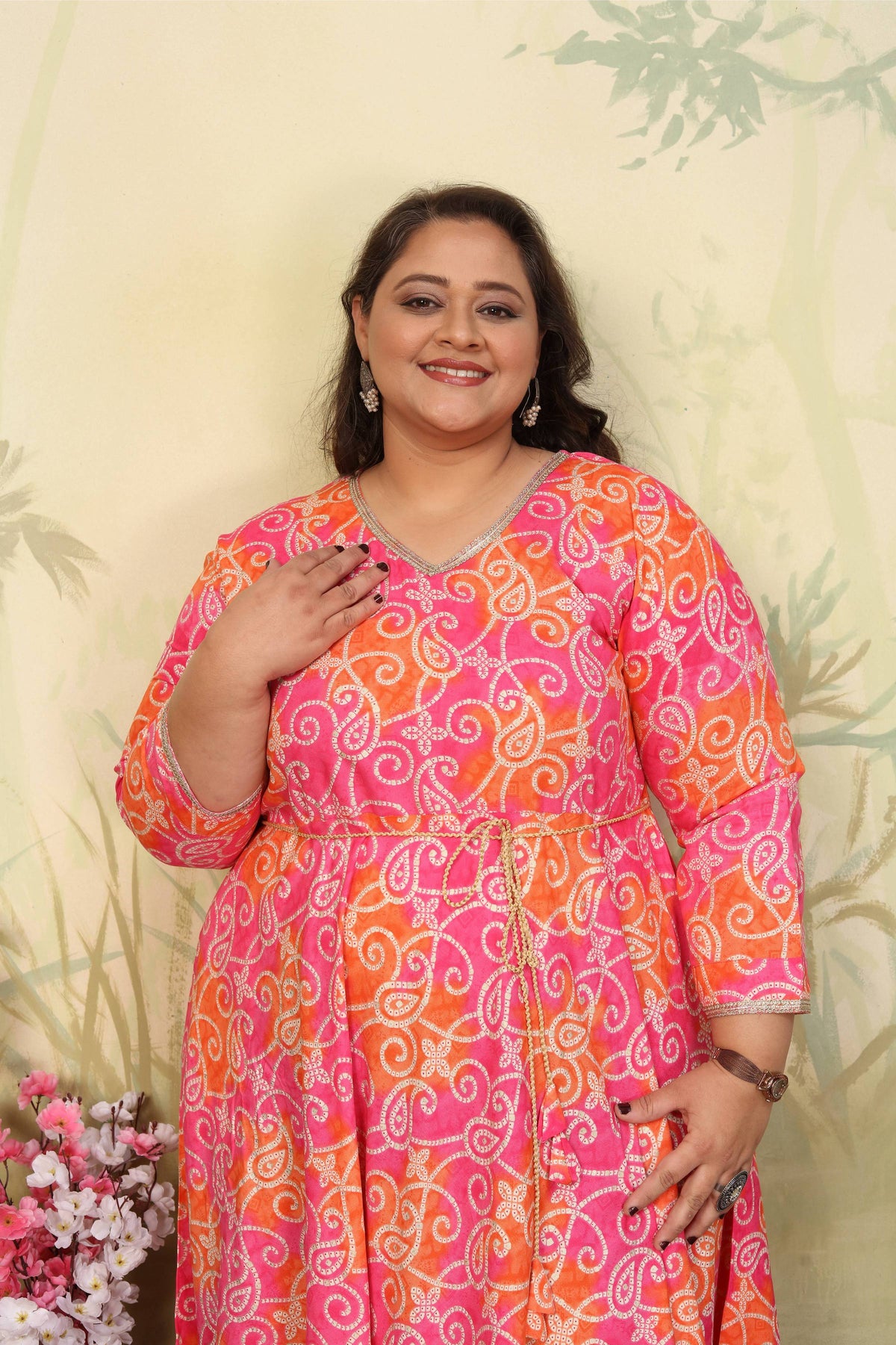 Jyoti Fashion Women's Pink Rayon Floral Print with Sequins Designer Anarkali Set | Grocsy