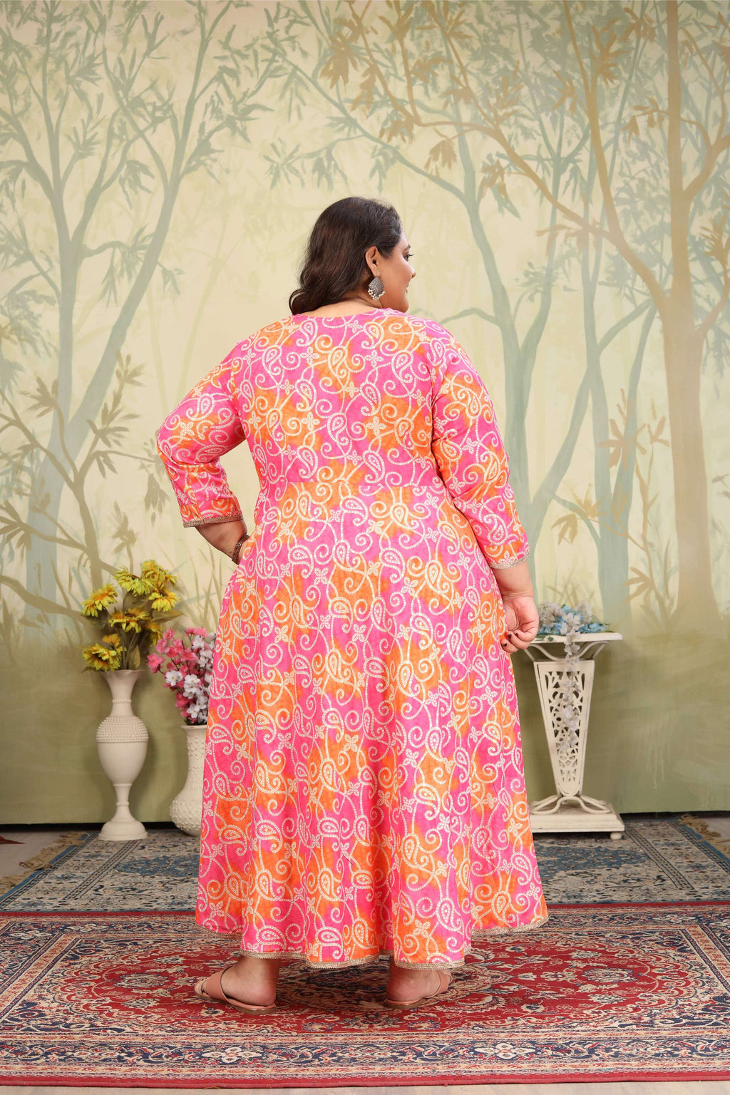 Jyoti Fashion Women's Pink Rayon Floral Print with Sequins Designer Anarkali Set | Grocsy