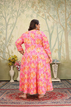 Jyoti Fashion Women's Pink Rayon Floral Print with Sequins Designer Anarkali Set | Grocsy